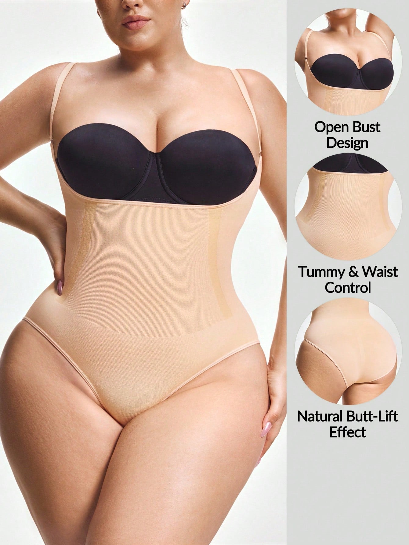 Women's Firm Control Open Bust Bodysuit - Waist Trainer & Butt Lifter Shapewear